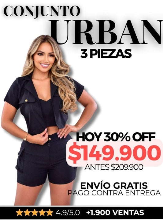 CONJUNTO URBAN: CHAQUETA + TOP + SHORT